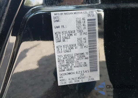2017 Nissan Pathfinder Sv from USA, damaged, VIN 5N1DR2MM3HC621545